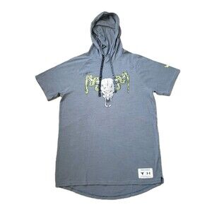 Under Armour Project Rock Skull Sz Small Loose Mens Short Sleeve Hoodie Charged